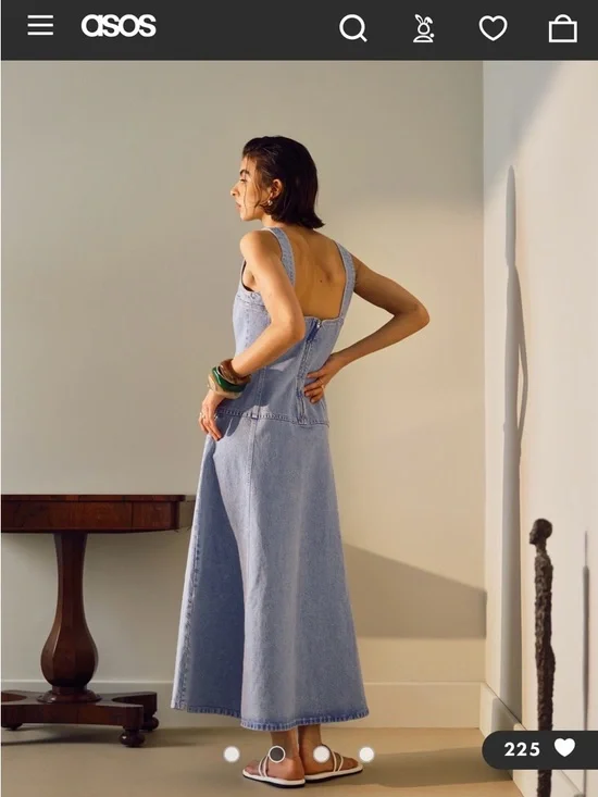 Brand New Topshop Denim Dropped Waist Midi Dress - Picture 4 of 6